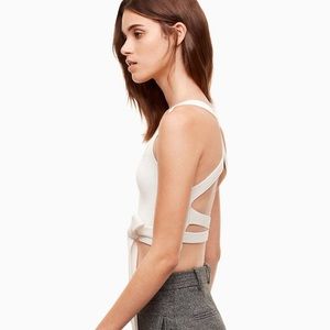 Aritzia Wilfred Cayenne Knit Top White XS